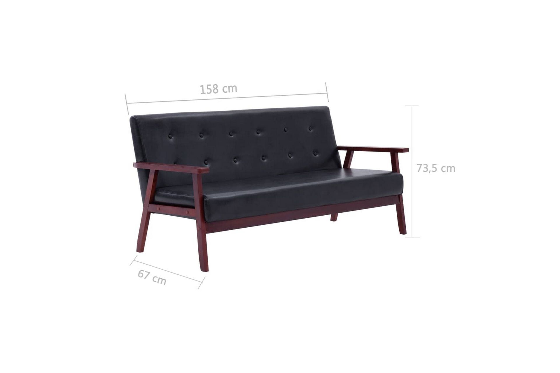 Sofasæt 3 Dele Kunstlæder Sort - Sort - Møbler - Sofaer - Sofagrupper