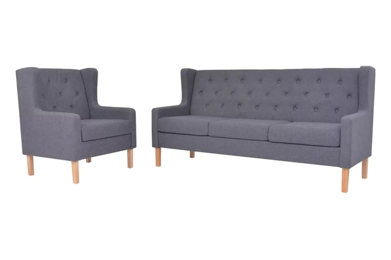 Sofasæt I 2 Dele Stof Grå - Grå - Møbler - Sofaer - Sofagrupper