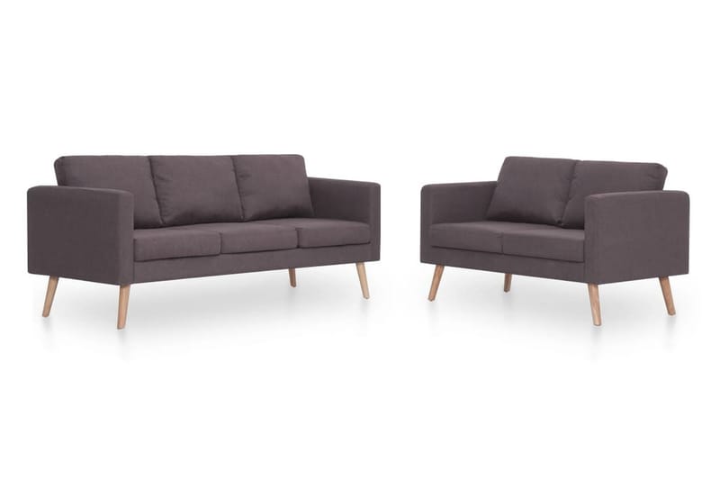 Sofasæt I 2 Dele Stof Gråbrun - Brun - Møbler - Sofaer - Sofagrupper
