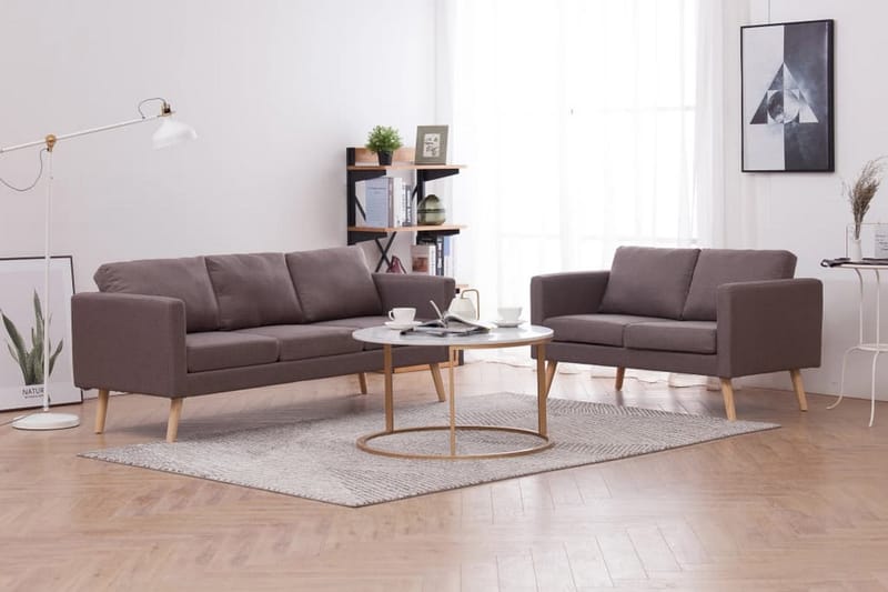 Sofasæt I 2 Dele Stof Gråbrun - Brun - Møbler - Sofaer - Sofagrupper