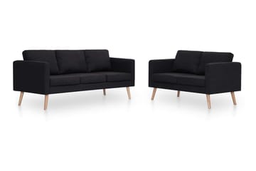 Sofasæt I 2 Dele Stof Sort - Sort - Møbler - Sofaer - Sofagrupper