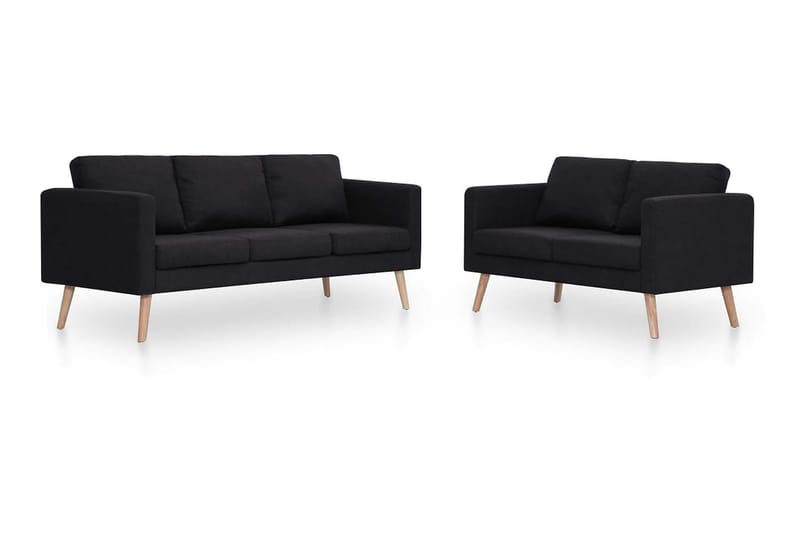 Sofasæt I 2 Dele Stof Sort - Sort - Møbler - Sofaer - Sofagrupper