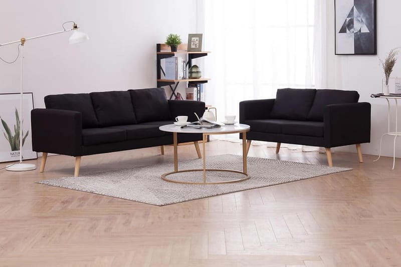 Sofasæt I 2 Dele Stof Sort - Sort - Møbler - Sofaer - Sofagrupper
