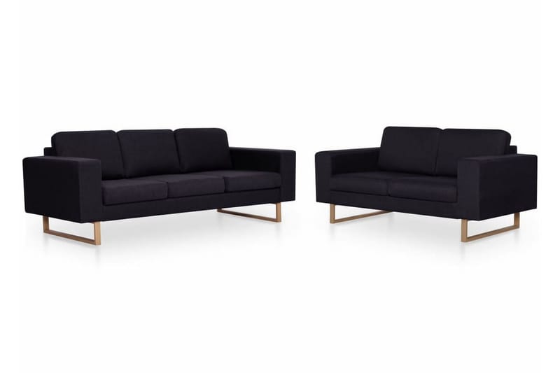 Sofasæt I 2 Dele Stof Sort - Sort - Møbler - Sofaer - Sofagrupper