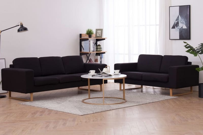 Sofasæt I 2 Dele Stof Sort - Sort - Møbler - Sofaer - Sofagrupper