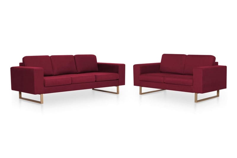 Sofasæt I 2 Dele Stof Vinrød - Rød - Møbler - Sofaer - Sofagrupper