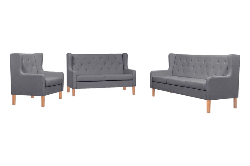 Sofasæt I 3 Dele Stof Grå - Grå - Møbler - Sofaer - Sofagrupper