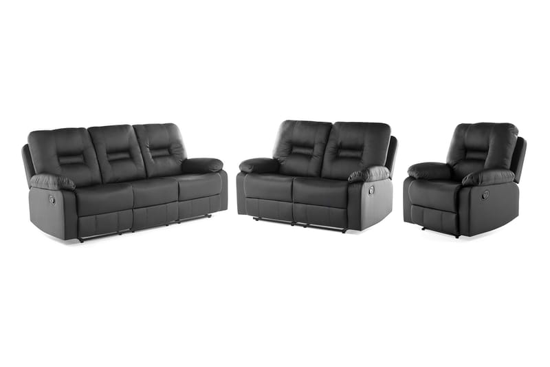Bergen Sofagruppe 2-pers. + 3-pers. + Lænestol - Sort - Møbler - Sofaer - Sofagrupper - Sofasæt 3+2+1