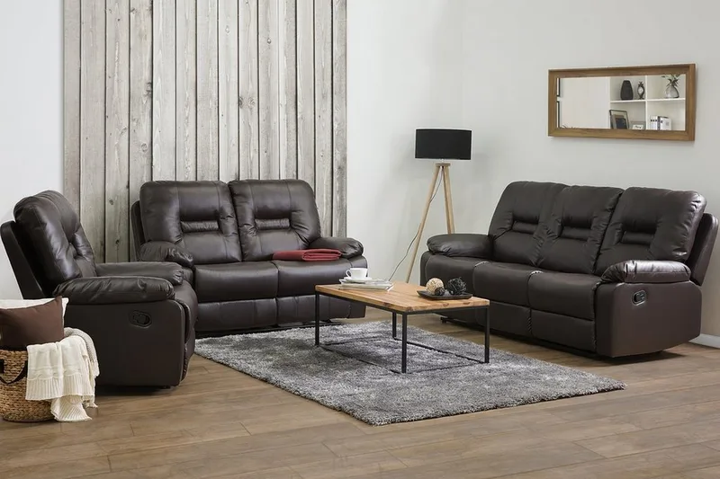 Rovik sofagruppe 2-personers+3-personers+lænestol - Brun - Møbler - Sofaer - Recliner sofaer