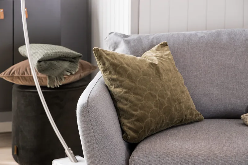 Trend Sofaarrangement 3-personers + 2-personers Sofa + Lænestol + Fodskammel i Stof - Lysegrå - Møbler - Sofaer - Sofagrupper