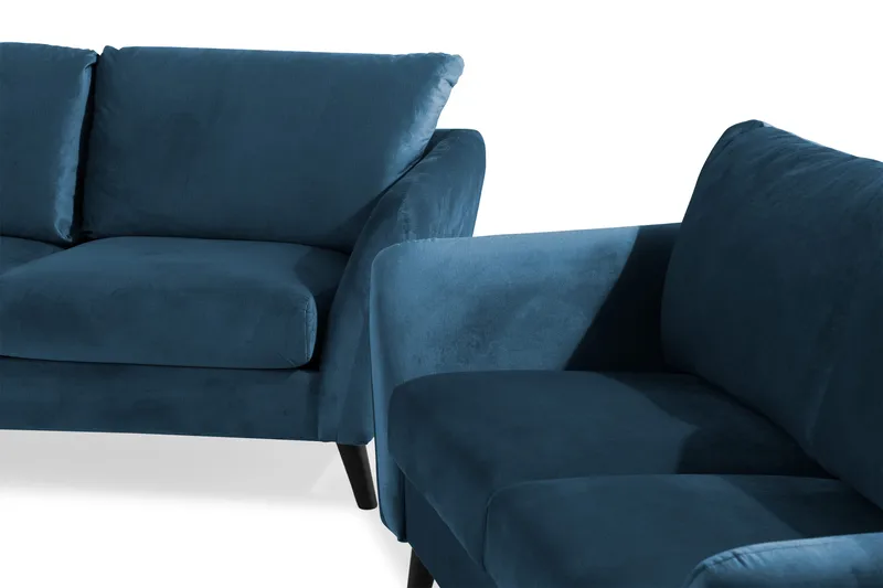 Trend Sofagruppe 3-personers + 2-personers Fløjlssofa - Blå - Møbler - Sofaer - Sofagrupper