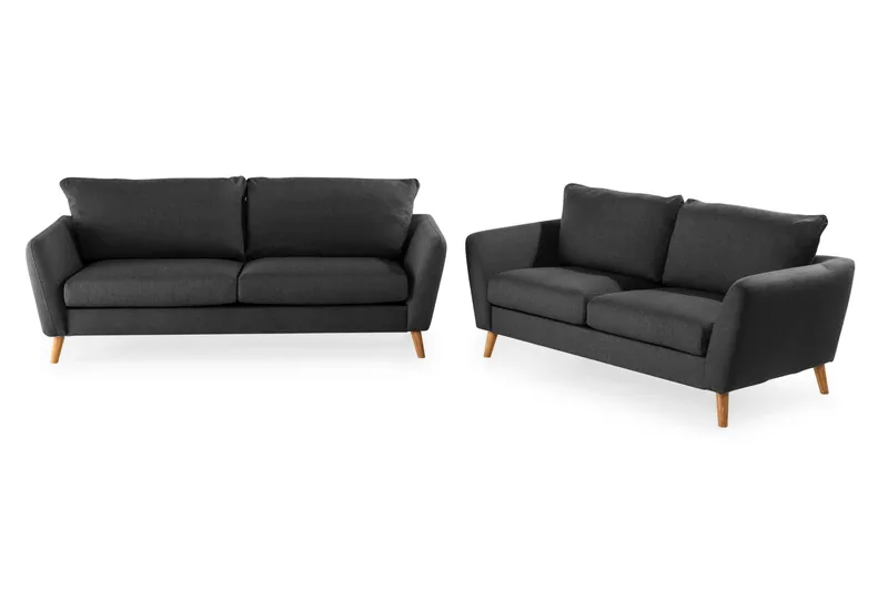 Trend Sofagruppe 3-personers + 2-personers Stofsofa, Sort