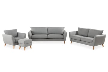 Trend Sofagruppe 3-personers + 2-personers Sofa + Lænestol + Fodskammel i Stof