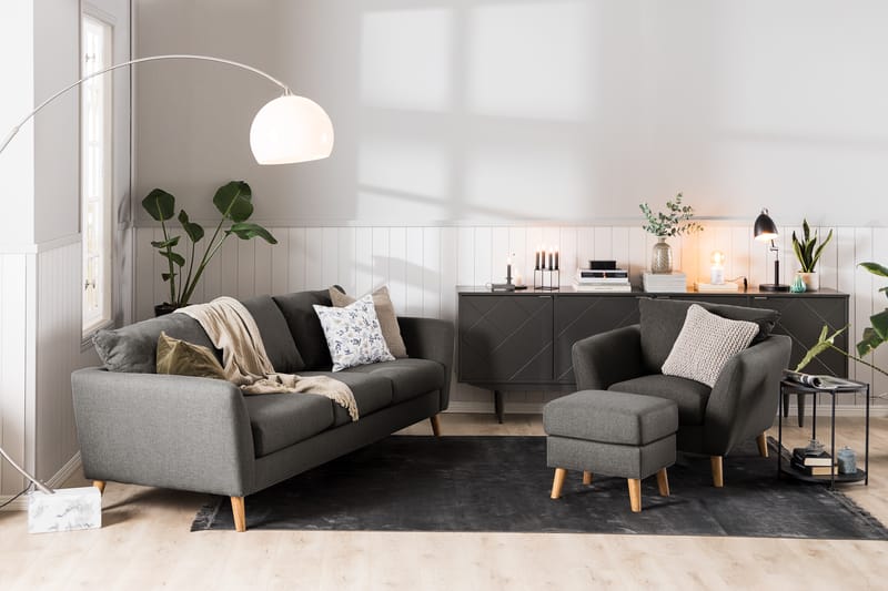 Trend Sofagruppe 3-personers + 2-personers Stofsofa - Sort - Møbler - Sofaer - Sofagrupper
