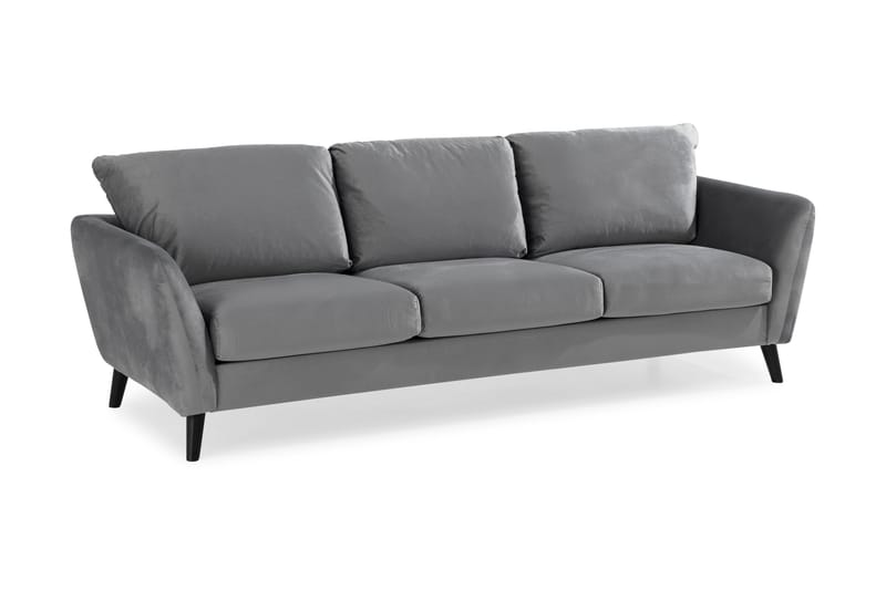 Trend Sofagruppe 3-personers + 2-personers Sofa + Lænestol + Fodskammel i Fløjl - Lysegrå - Møbler - Sofaer - Sofagrupper