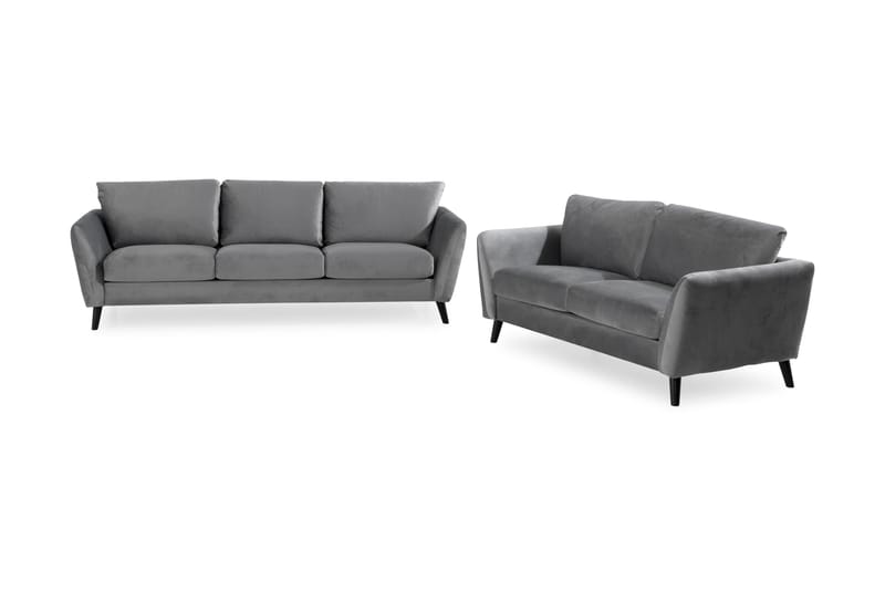 Trend Sofagruppe 3-personers + 2-personers Fløjlssofa - Lysegrå - Møbler - Sofaer - Sofagrupper