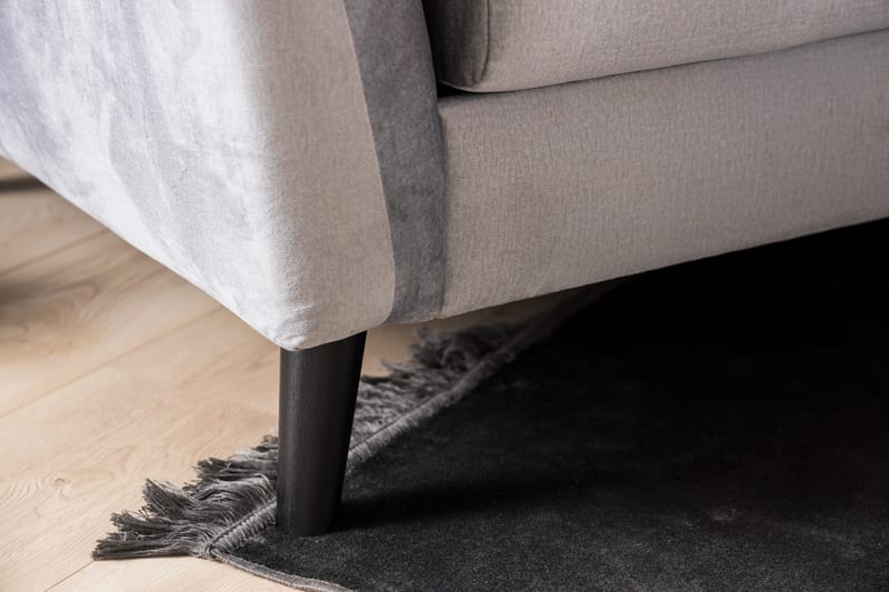 Trend Sofagruppe 3-personers + 2-personers Sofa + Lænestol + Fodskammel i Fløjl - Lysegrå - Møbler - Sofaer - Sofagrupper