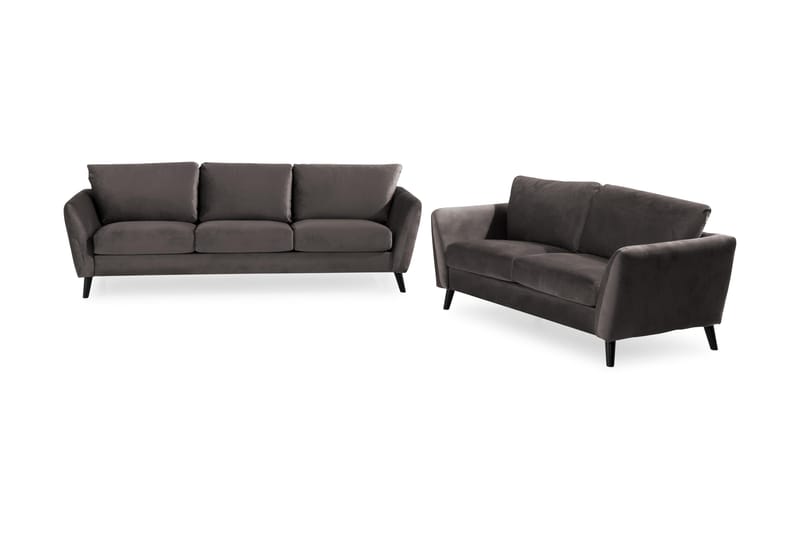 Trend Sofagruppe 3-personers + 2-personers Fløjlssofa - Mørkegrå - Møbler - Sofaer - Sofagrupper
