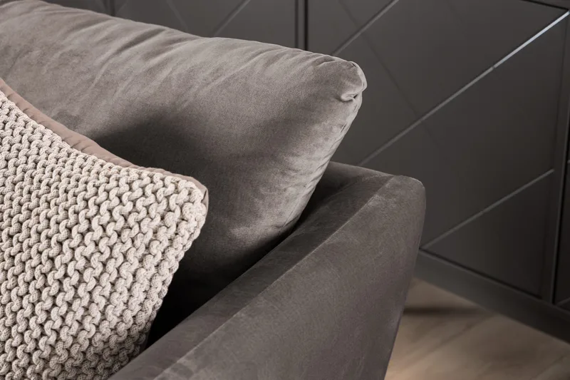 Trend Sofagruppe 3-personers + 2-personers Sofa + Lænestol + Fodskammel i Fløjl - Brun - Møbler - Sofaer - Sofagrupper