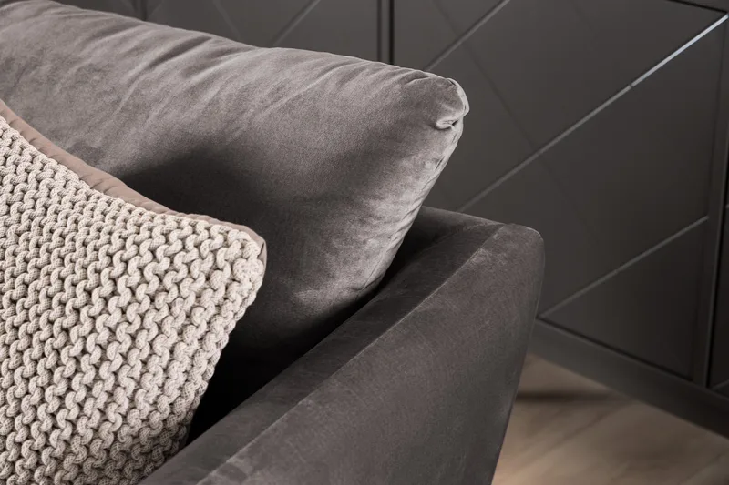 Trend Sofagruppe 3-personers + 2-personers Fløjlssofa - Mørkegrå - Møbler - Sofaer - Sofagrupper