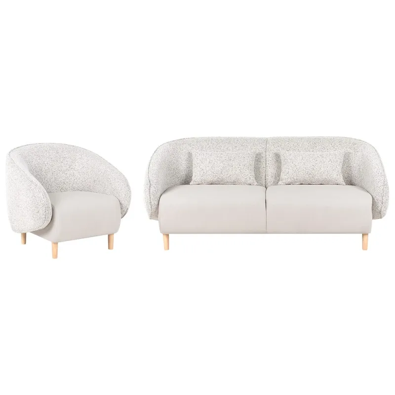 Sofagruppe Umea - Beige, lyst træ - Møbler - Sofaer - 4 personers sofa