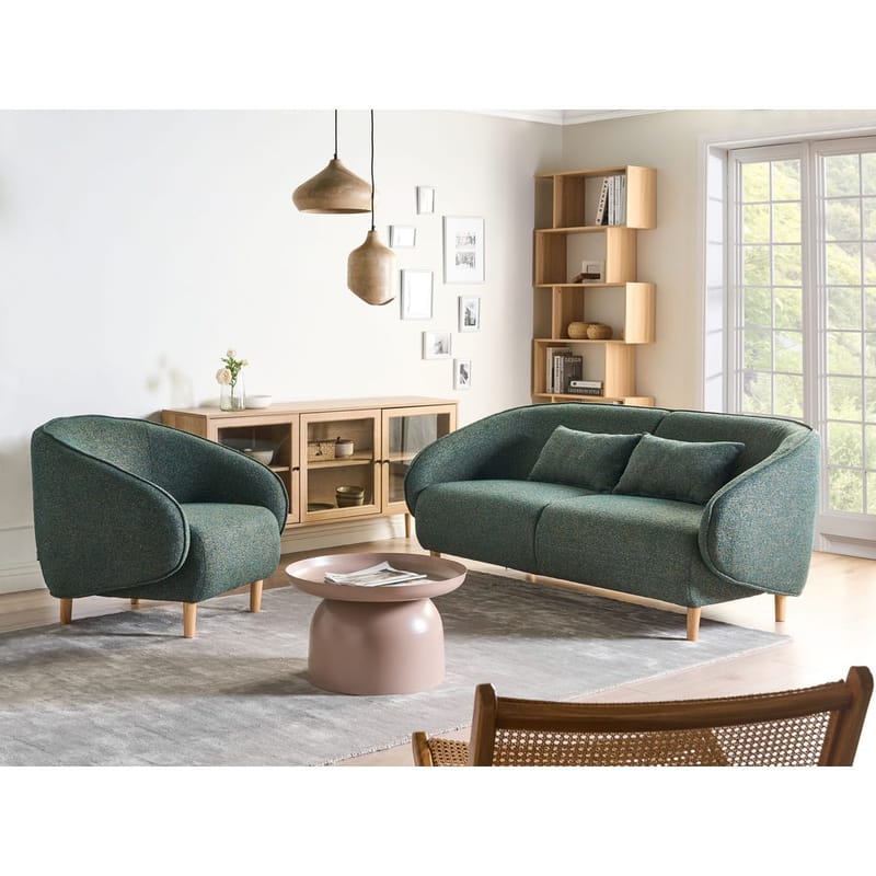 Sofagruppe Umea - Grøn, lyst træ - Møbler - Sofaer - 4 personers sofa