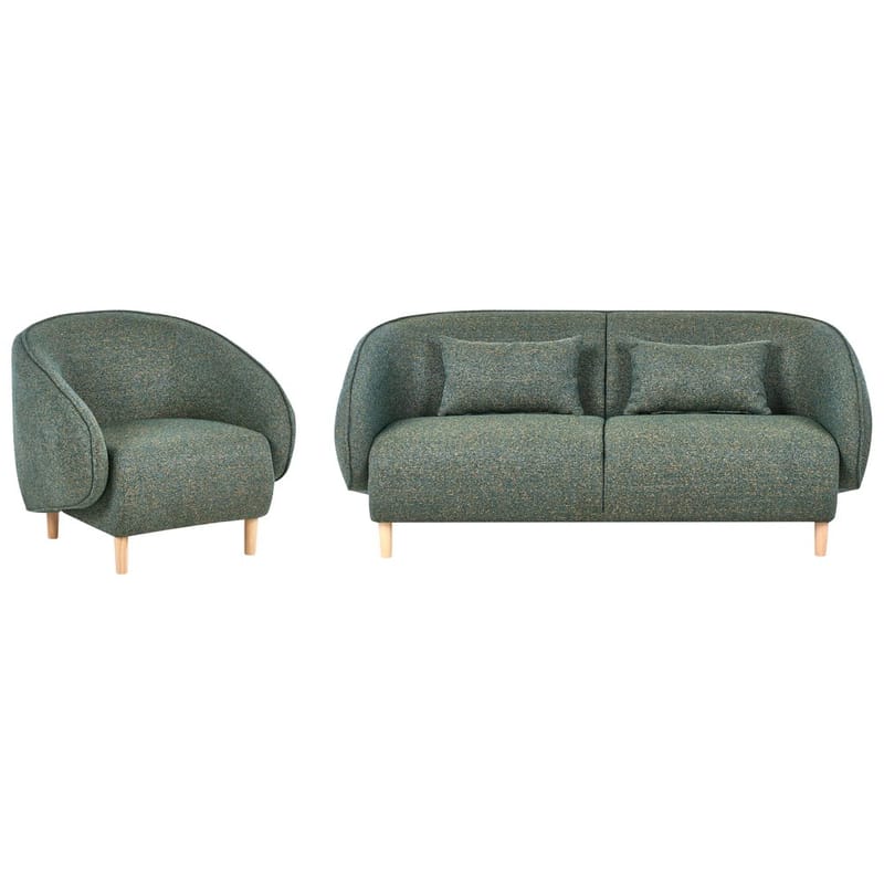 Sofagruppe Umea - Grøn, lyst træ - Møbler - Sofaer - 4 personers sofa