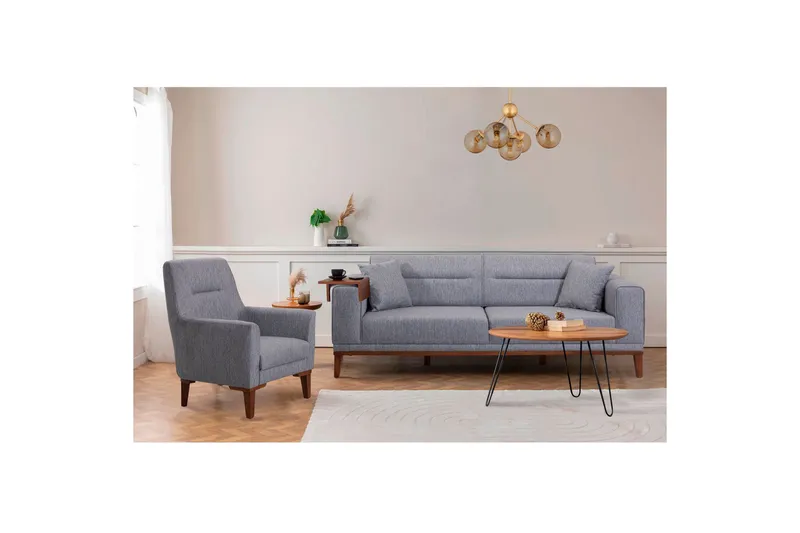 Wyong Sofagruppe 3-personers Sofa + Lænestol, Grå