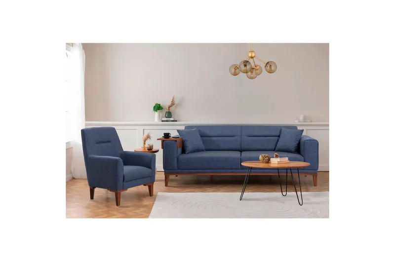 Wyong Sofagruppe 3-personers Sofa + Lænestol, Mørkeblå
