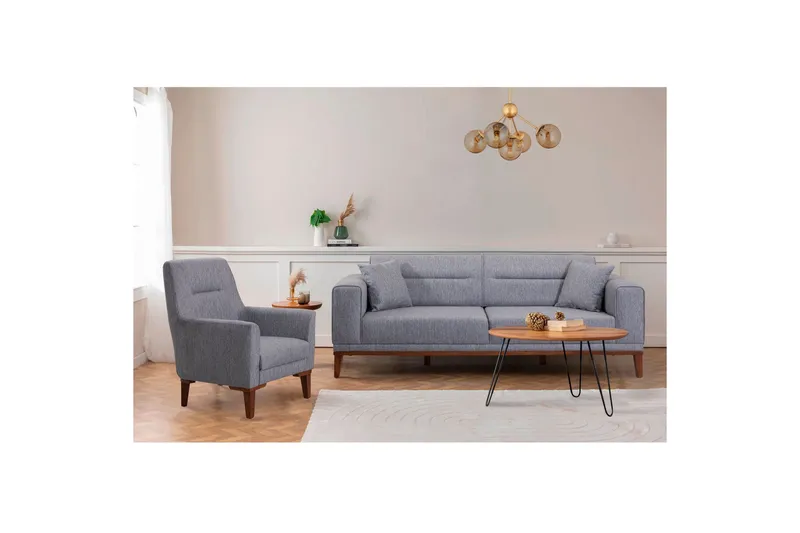Wyong Sofagruppe 3-personers Sofa + Lænestol, Grå