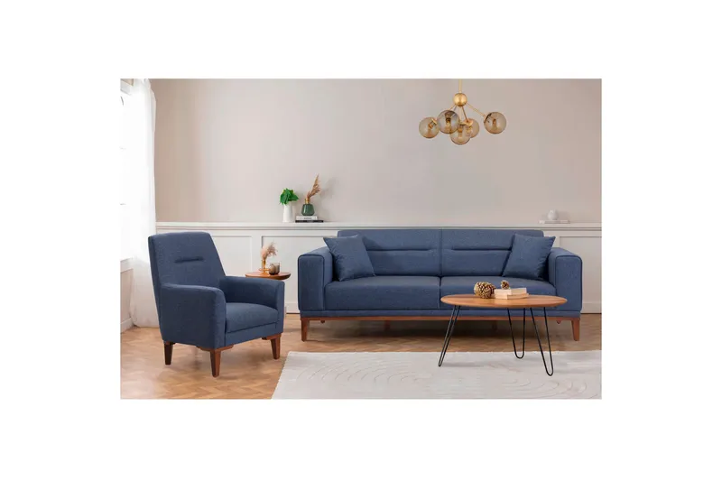 Wyong Sofagruppe 3-personers Sofa + Lænestol, Mørkeblå