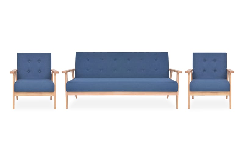 Sofasæt i 3 dele stof blå - Blå - Sofagrupper