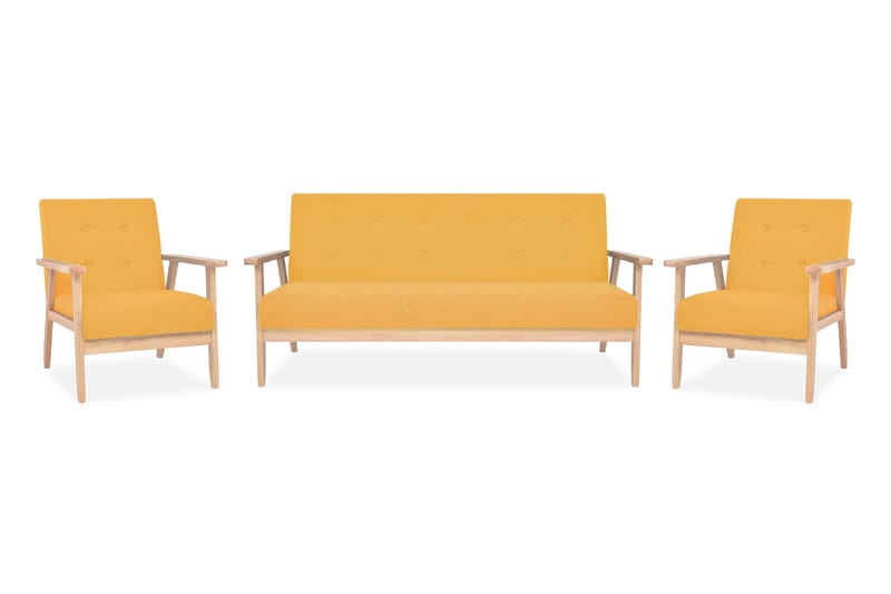 Sofasæt i 3 dele stof gul - Gul - Sofagrupper