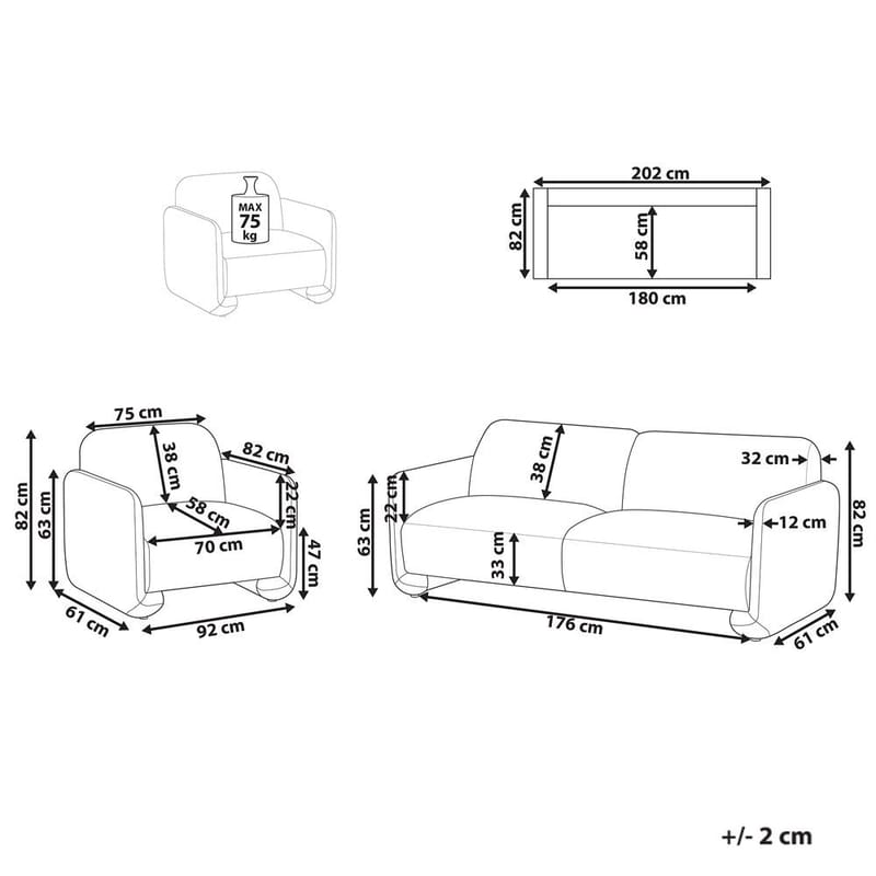 Sofasæt Saland - Hvid - Møbler - Sofaer - Sofagrupper