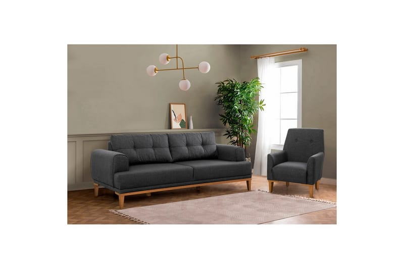 Sofasæt Valsot Antracit / Atlantisk Fyrretræ - Antracit / Atlantisk Fyrretræ - Møbler - Sofaer - Sofagrupper