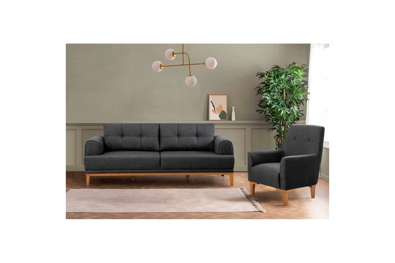 Sofasæt Valsot Antracit / Atlantisk Fyrretræ - Antracit / Atlantisk Fyrretræ - Møbler - Sofaer - Sofagrupper