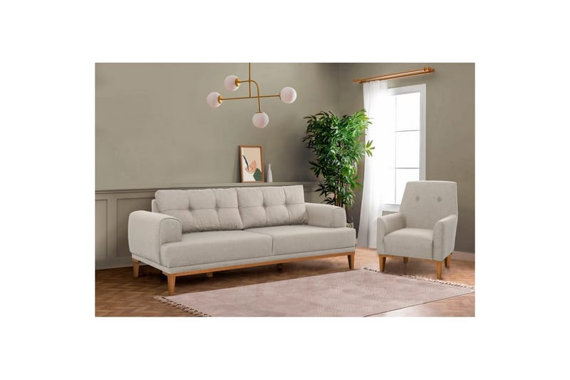 Sofasæt Valsot Creme / Atlantisk Fyrretræ - Creme / Atlantisk Fyrretræ - Møbler - Sofaer - Sofagrupper