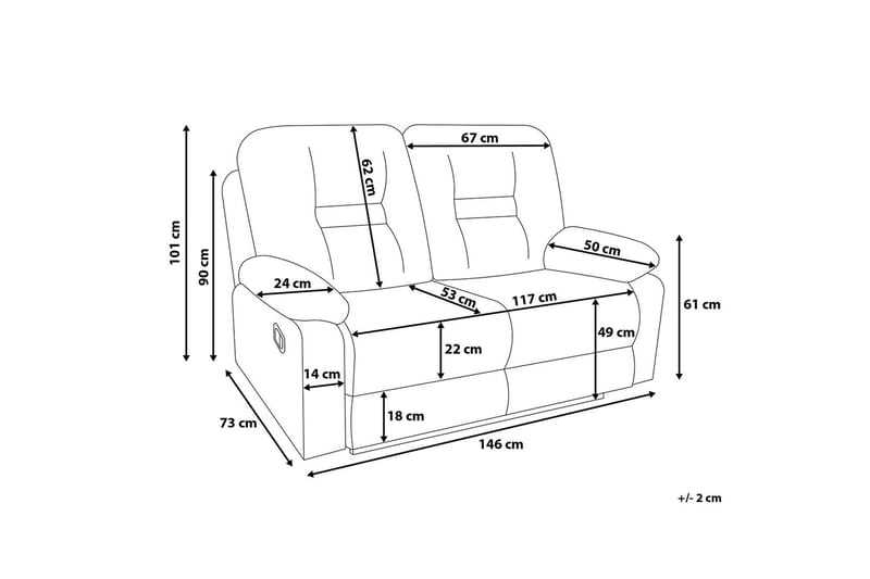 Sofasofa 2 sæder - Sort - 2 personers sofa