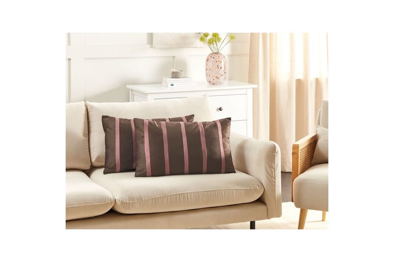 Pyntepuder Crodyline sæt á 2 Brun/Rosa - Brun/Rosa - Møbler - Sofaer - Sofatilbehør - Rengøring sofa