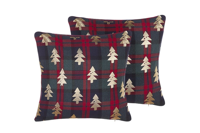 Pyntepuder Cupid sæt á 2 Grønt/rødt/guld, Polyester - Grønt/rødt/guld, Polyester - Møbler - Sofaer - Sofatilbehør - Rengøring sofa