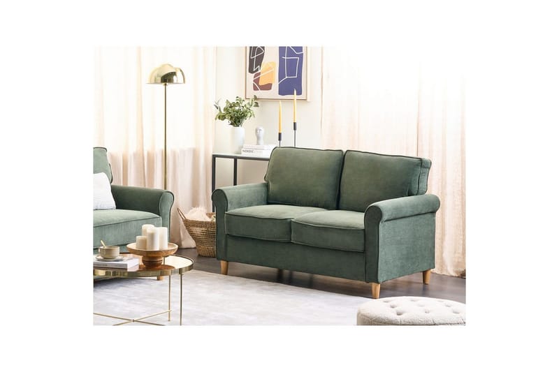 Soffa Dark green||Light colored wood - Møbler - Sofaer - 2 personers sofa