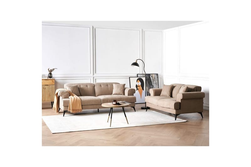 Soffgrupp Beliani Skive Beige Brown - Brun - Møbler - Sofaer - Sofagrupper