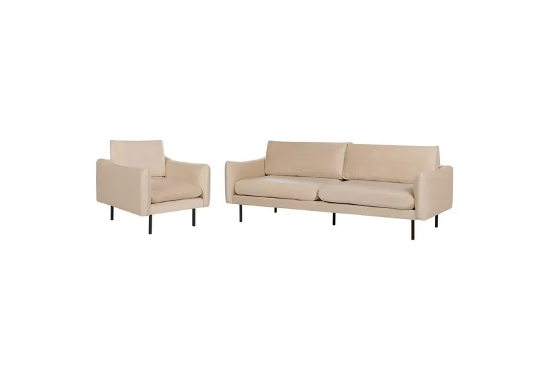 Soffgrupp Beliani Vinterbro Beige/svart, Sammet Beige - Beige - Møbler - Sofaer - Sofagrupper