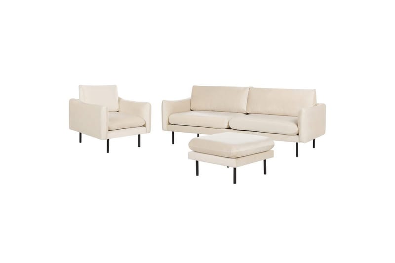 Soffgrupp med fotpall Beliani Vinterbro Beige/svart, Sammet Beige||Black