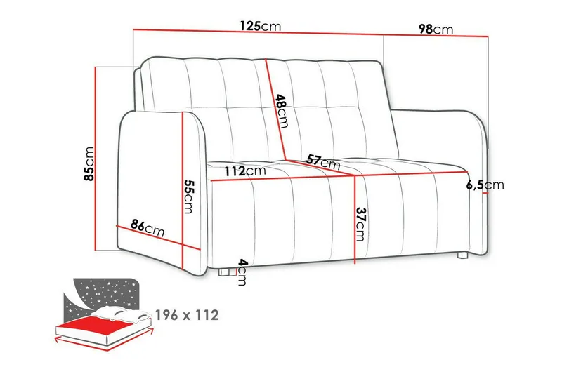 Denegal 2-sits Bäddsoffa Dark grey - Møbler - Sofaer - Sovesofaer - 2 personers sovesofa
