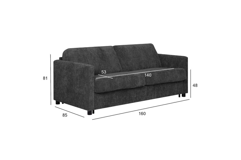 Leana Sovesofa Grå - Møbler - Sofaer - Sovesofaer - 2 personers sovesofa