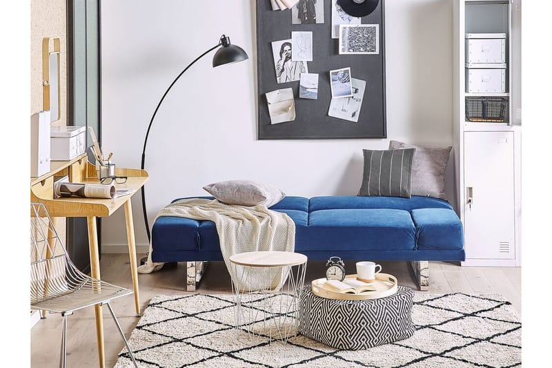 Selekk Foldbar 2-personers Sovesofa 105x192 cm i Fløjl - Blå - Møbler - Sofaer - Sovesofaer - 2 personers sovesofa