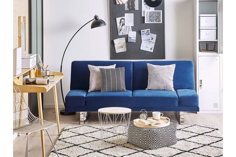 Selekk Foldbar 2-personers Sovesofa 105x192 cm i Fløjl - Blå - Møbler - Sofaer - Sovesofaer - 2 personers sovesofa