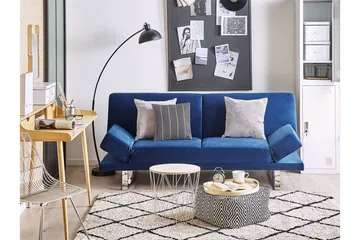 Selekk Foldbar 2-personers Sovesofa 105x192 cm i Fløjl - Blå - Møbler - Sofaer - Sovesofaer - 2 personers sovesofa