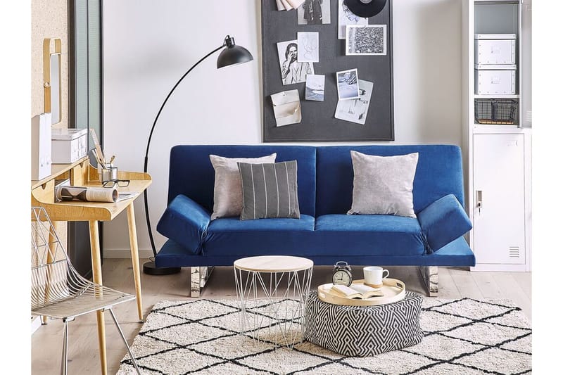 Selekk Foldbar 2-personers Sovesofa 105x192 cm i Fløjl - Blå - Møbler - Sofaer - Sovesofaer - 2 personers sovesofa